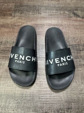 Givenchy Black Slide Sandals with White Logo